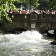 Surfers in the canal