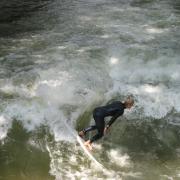 Surfers in the canal