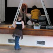 Setting up for a show
