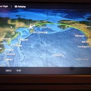 On the plane to Asia