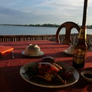 Crab dinner at sunset in Kampot