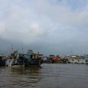 Floating village in the Mekong delta