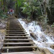 Climbing up Kouang Si waterfall