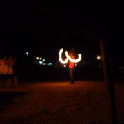 Fire spinning at night